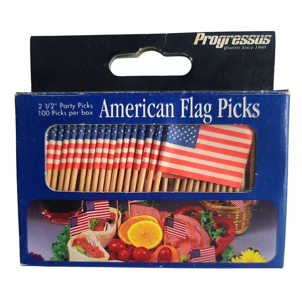 American Flag Picks 100 ct 2.5" USA Vintage Toothpicks #5026 Cocktails Cupcakes